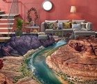 3D Berge Fluss Q2410 Fußboden Wandbild Fototapete Tapete Familie Luna 2024