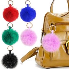 4inch Genuine Charm Fox Fur Ball Pom pom Car Phone Keyring Bag Pendant Keychain