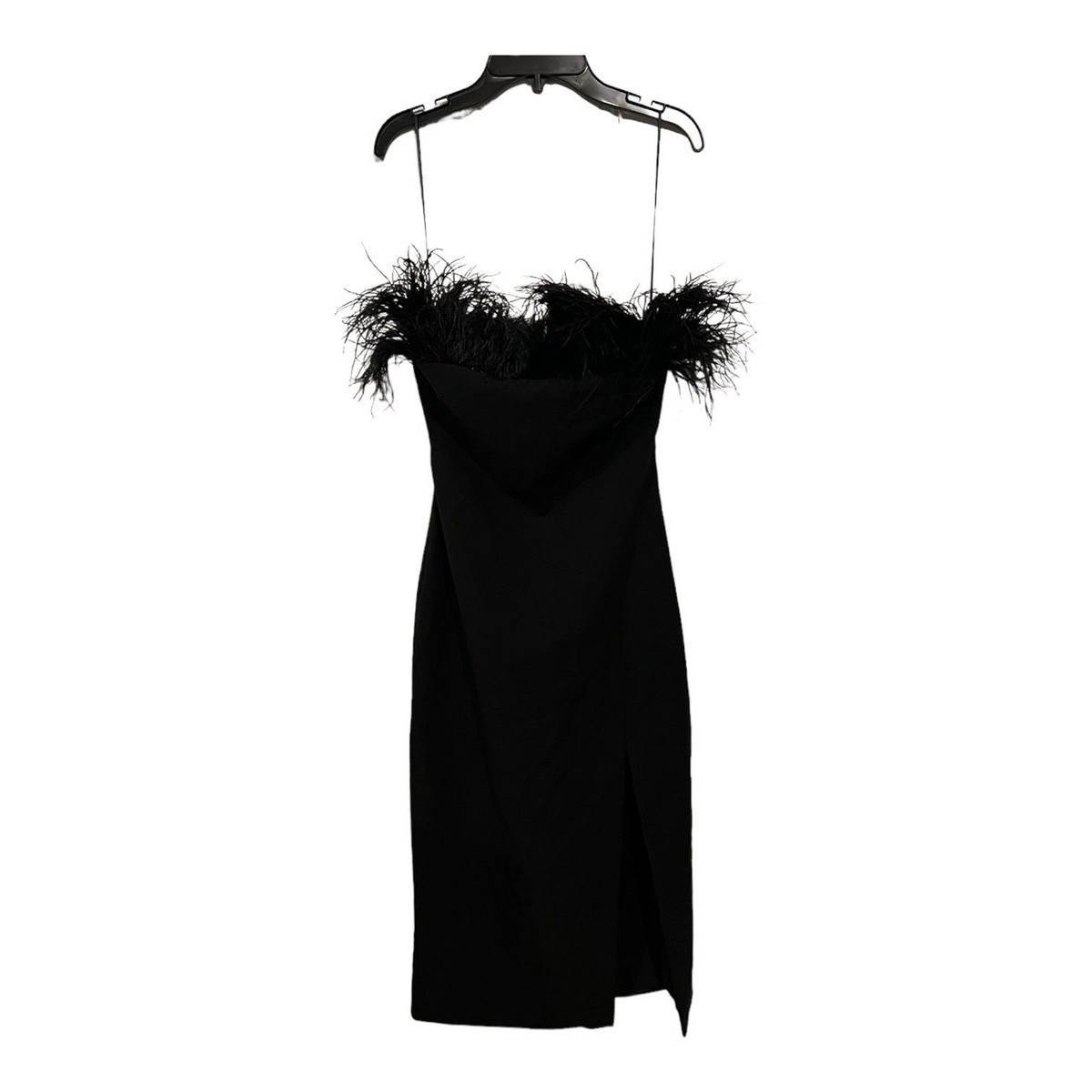 Likely Black Feather Trim Strapless Midi dress 6 | eBay