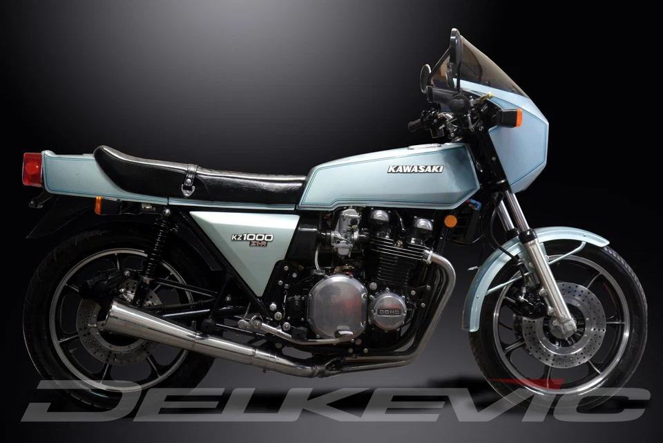 Silenciador megáfono de escape completo Kawasaki Z1-R KZ1000D MKII 1977-80 4-1 acero inoxidable Foto 4 de 4