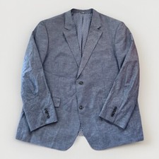 Oak Hill Speckled Cotton Blazer Sports Coat Blue Gray Mens 2XL 50R 52R 2 Button