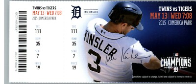 Minnesota Twins vs Detroit Tigers 5/18/2015 Full Ticket - Ian Kinsler .