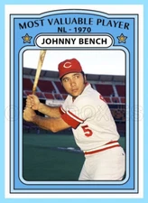 Johnny Bench Custom Made Art Card Cincinnati Reds 72-T-JB-MVP