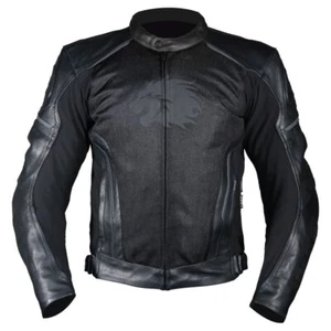 BKS All Season Leather Motorcycle Jacket Ce Mens Plain Black
