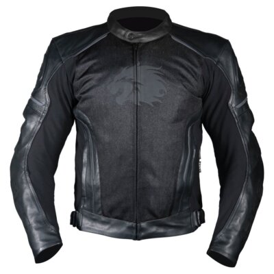 BKS Ganzjahres Leder Motorrad Jacke CE Herren uni schwarz