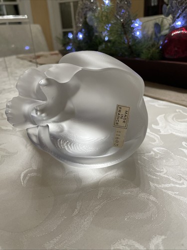 Lalique Crystal Sitting & Crouching Cat Figurines France MINT - Picture 16 of 20