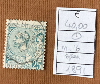1885 MONACO 25c Nr 16 gebraucht