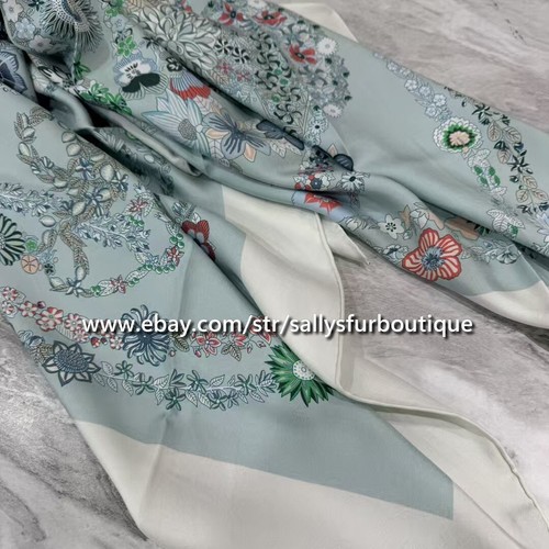 2025 Sallys 18 Momme Twill Silk Wrap Scarf Saddle Floral Print Square Shawl 35" - Picture 47 of 76