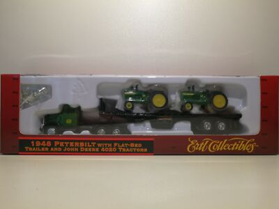 ERTL 1948 PETERBILT JOHN DEERE mit Flachanhänger und TRAKTOREN 4020 Industriedep