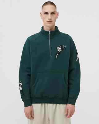 (Limited Edition) Parra Life Experience Half Zip Sweatshirt Pine Green Medium