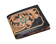 STG Handmade Leather Men's Wallet Tooling Wallet With Coin Pocket Lot of 50 Pc