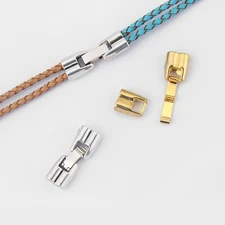 3Sets Antique Silver/Gold Double Strands Snap Clasp For 3mm Round Leather Cord