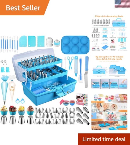 Cake Decorating Tools Supplies Kit: 236pcs Baking Accessories with Storage Ca...