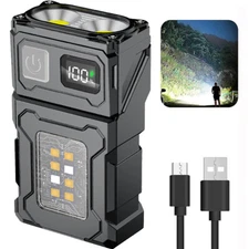 Clip Pocket LED Flashlight Magnetic USB Rechargeable Mini Torch Work Light