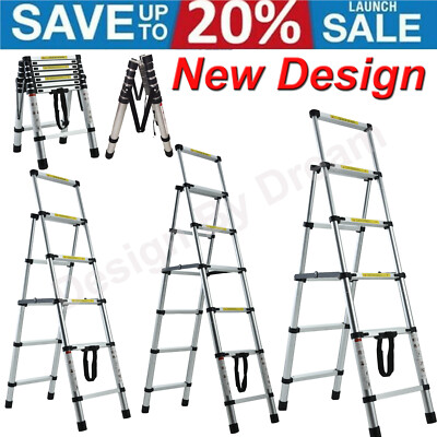 9-13 Steps Ladders Folding Stool Lightweight Aluminum Multi Purpose 330lbs Load