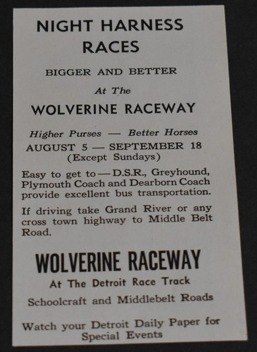 1954 Print Ad Michigan Detroit Race Track Wolverine Raceway Harness Racing art - 第 1/1 張圖片