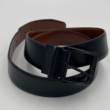 Reversible Belt Bonded Leather Brown Black Mens XL 42-44 Black Buckle 1.5" Wide