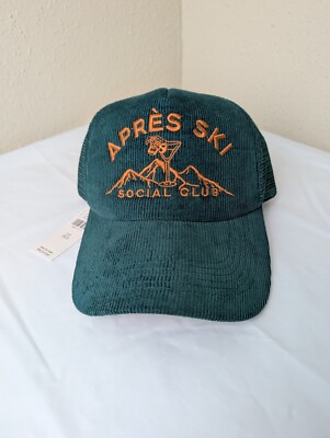 Anthropologie Apres Ski Corduroy Embroidered Trucker Hat New