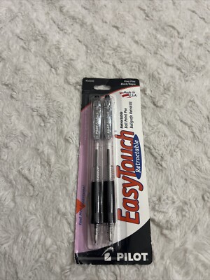 Pilot Easy Touch Retractable Ball Point Pen, Medium, Black 32260, 2 Ct