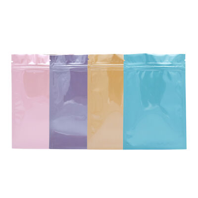 100 Double-Sided Glossy Colored Flat Zipper Seal Lock Food Packaging Zip Bags