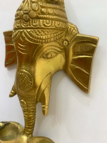Ganesha Oil lamp Brass Diya Wall Hanging Elephant Face Hindu god Diwali Puja - Picture 7 of 10