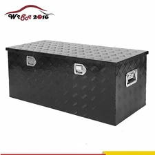 44"X18"X18" Truck Tool Box Black Aluminum Pickup Truck Bed Storage Chest Toolbox
