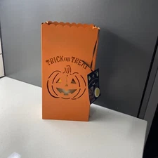 Galvanized Metal Trick or Treat Path Lighter Candle Holder NWT