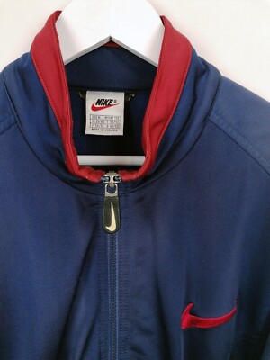 NIKE Vintage 90's Track Jacket Sleeve Spell-out Logo Navy Red