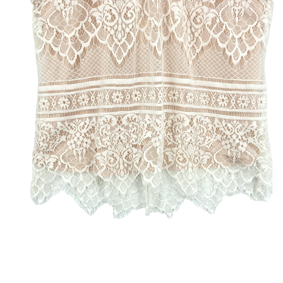 Camiseta sin mangas LC Lauren Conrad para mujer pequeña beige encaje floral pulóver sin mangas Foto 4 de 4