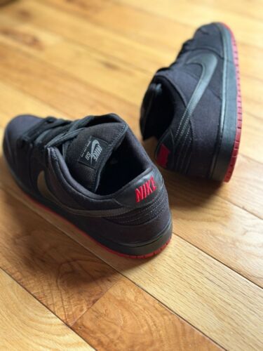 2012 NIKE DUNK PREMIUM SB LOW LEVI'S DENIM MENS SIZE 11.5 BLACK RED - Picture 5 of 8