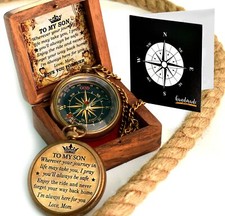 to My Son Compass with Wooden Box-Mom to Son Compass Mother to Son Gifts-Grad...