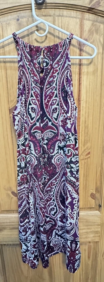 INC женщин Jewel шеи мини Shift платье блестящий черный бордовый пейсли размер 1 X - Изображение 2 из 4