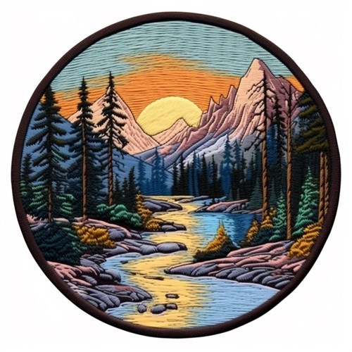 Mountain Skyline Patch Iron-on Applique Nature Badge Seek Adventure Forest - 第 1/12 張圖片