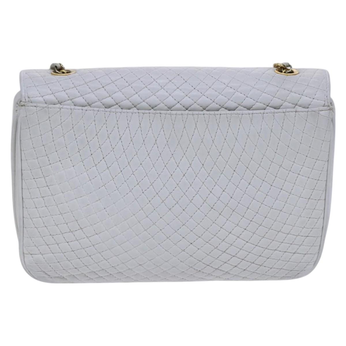 BALLY Chain Shoulder Bag Leather White Gold Auth ti2933 | eBay
