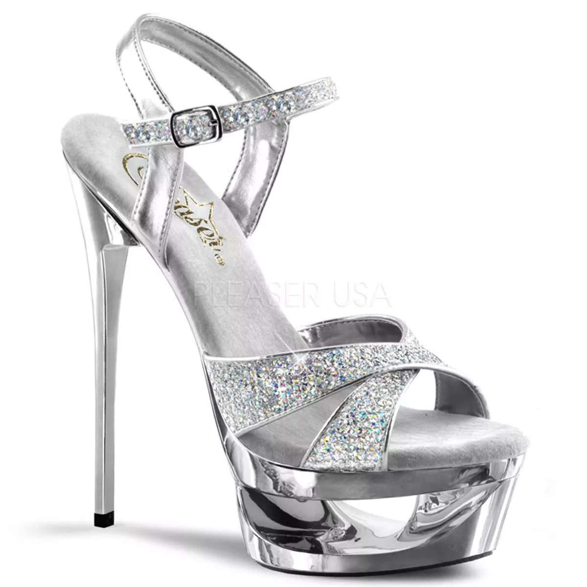 Silver Glitter Heels/ Silver Sparkly Heels Collection Trending | u