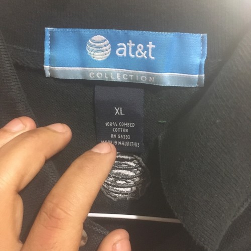 Vtg AT&T Polo Shirt Rugby Employee Uniform 90s Y2k Black XL EXTRA LARGE RARE - Picture 4 of 6