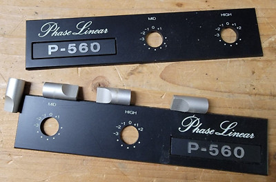 Rare Phase Linear P-560 Original Name Plate Badges & Aluminum Crossover Knobs