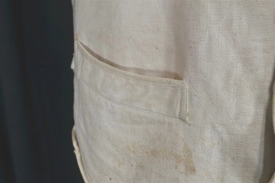 antique vest waistcoat small white cotton chest 36 Civil War Era mid 19th rough - Image 4 of 4