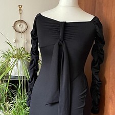 Boohoo Size 10 Dress Bardot Knee Length  Black LBD NEW Bodycon Cocktail Party
