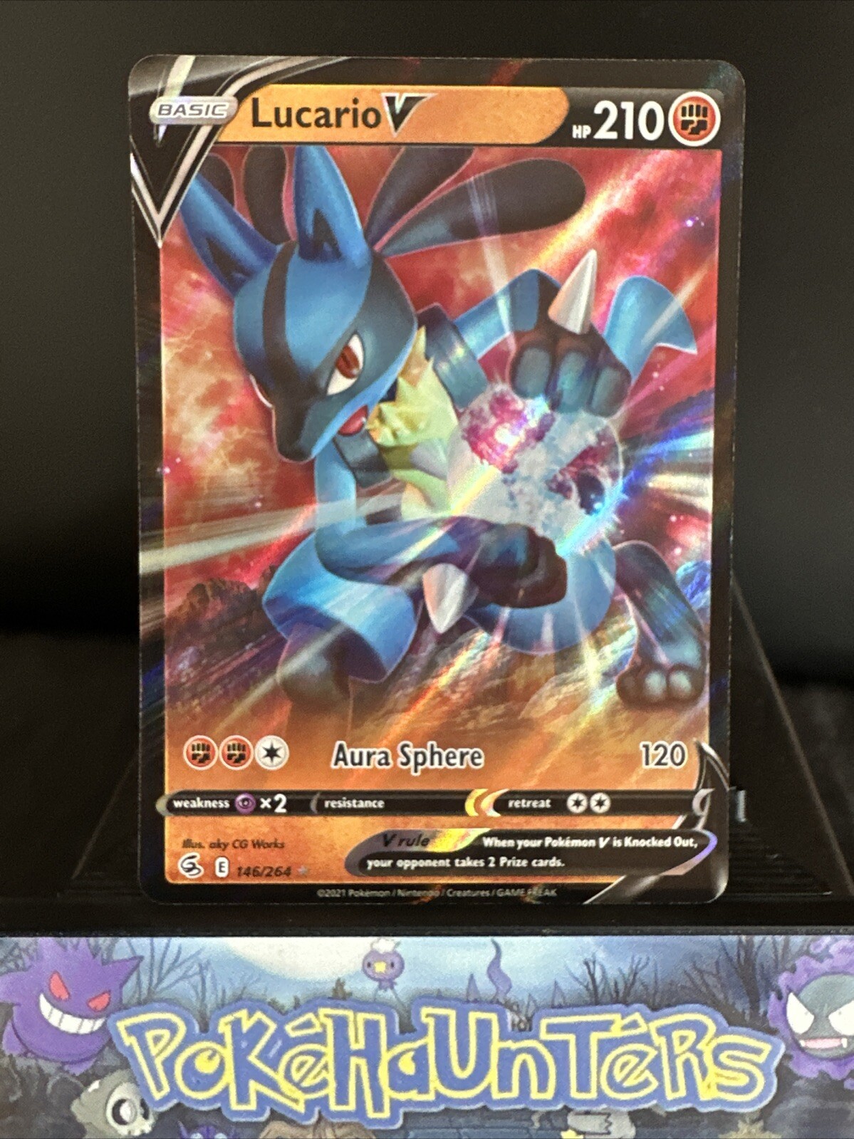 Pokemon Card Lucario V 146/264 Fusion Strike Half Art Holo Ultra Rare NM