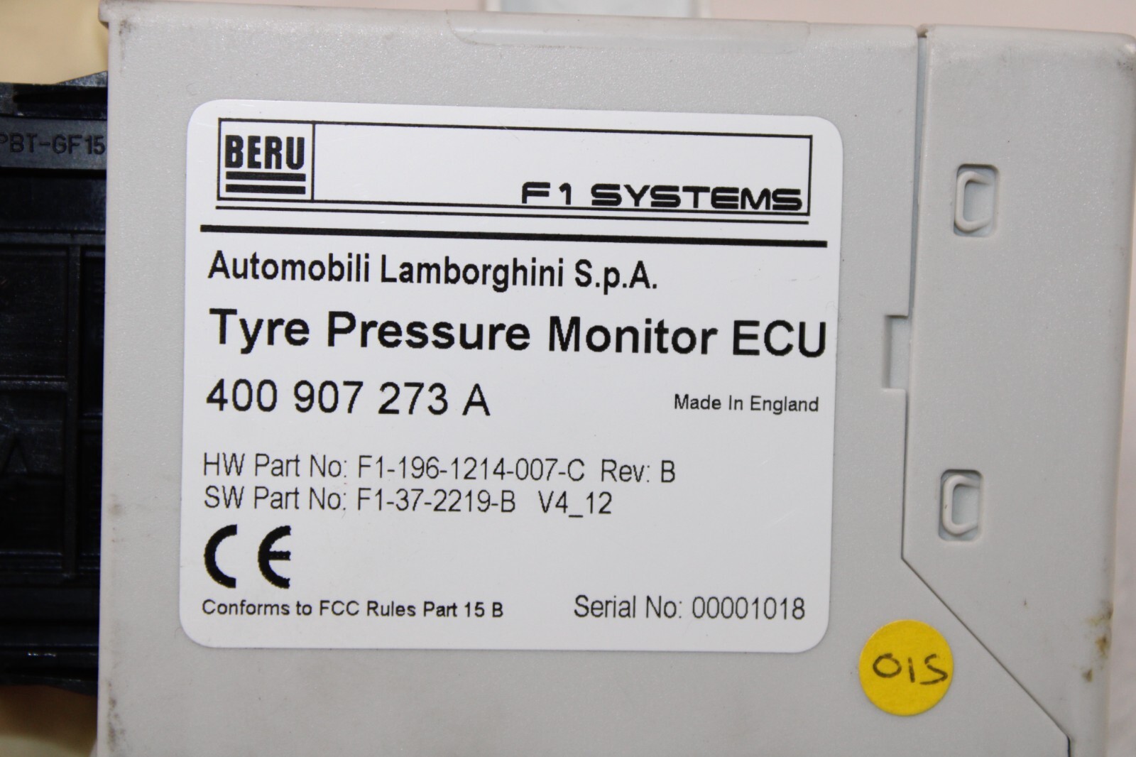 2008 Lamborghini Gallardo, Coupe, Spyder, TPMS Control Module, Used, 400907273A