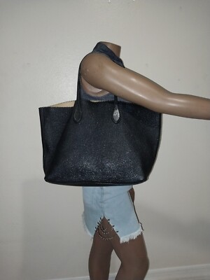ROCHAS BLACK DEERSKIN LEATHER TOTE with POUCH. $$$ SALE 95.00 