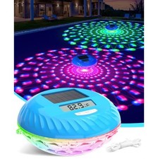 Pool Thermometer Floating Solar Digital Light Blue Plastic Rope Included