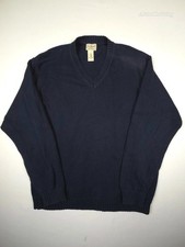 L.L.Bean Navy V-Neck Jumper Men's Large 100 Cotton Old Money Heritage 571