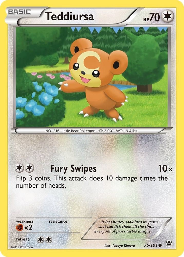 Teddiursa #75/101 Plasma Blast Lightly Played Pokemon