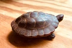 Vtg Hand Painted Ceramic BOBBLE HEAD TURTLE Japan 3 Moveable Parts Signed 3.75"L