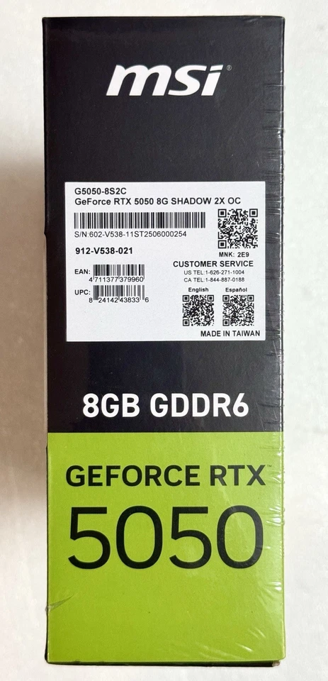 MSI GeForce RTX 5050 8G SHADOW 2X OC Graphics Card - 8GB GDDR6 (G5050-8S2C) - Image 4 of 4