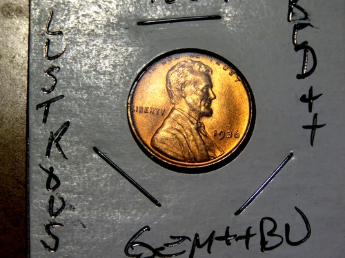 Lustrous Cartwheel Gem++ RED Brilliant Uncirculated 1936-P Lincoln Penny L1