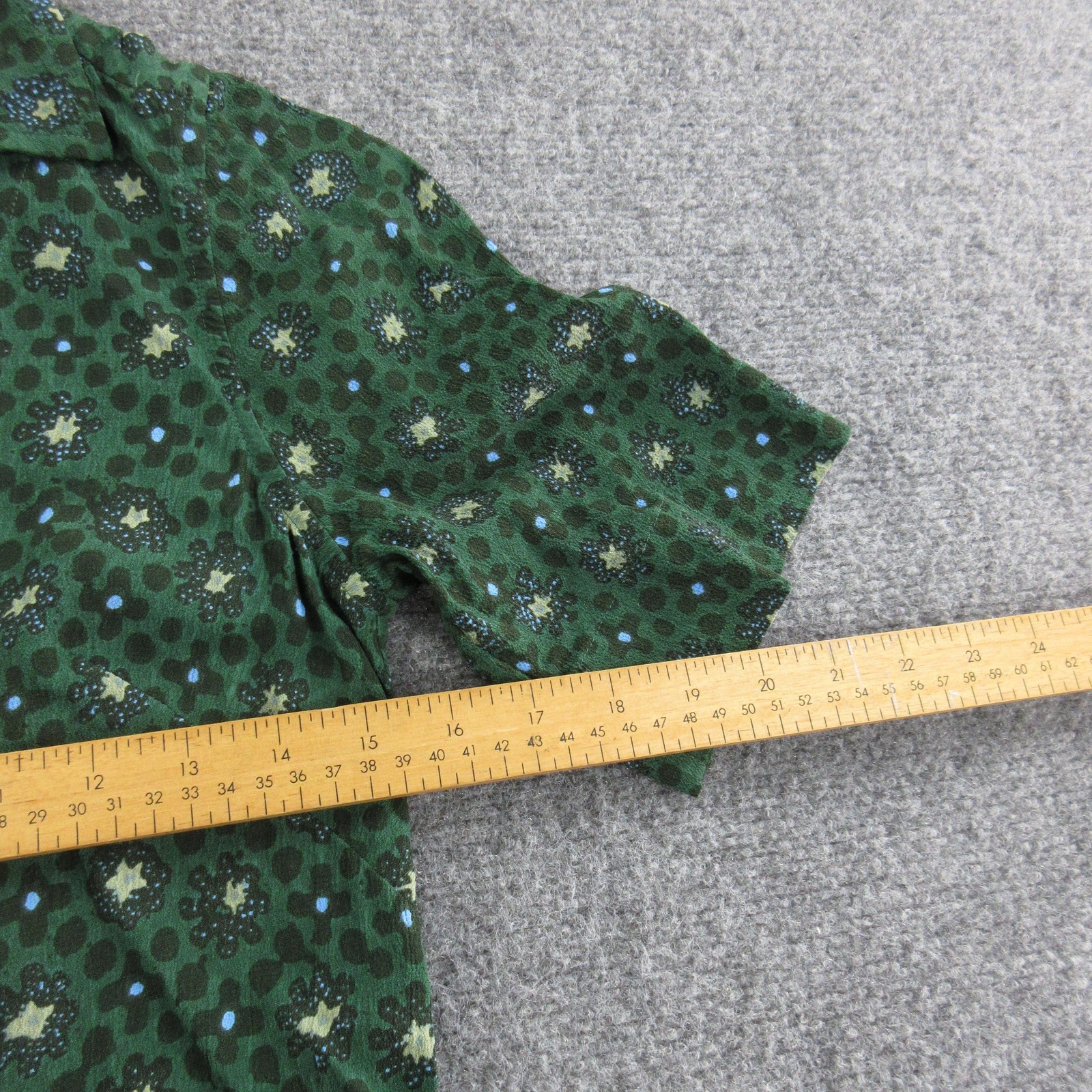 Toast Dress Womens 8 Green Floral Maxi Shirt Dress Button Front Short Sleeve