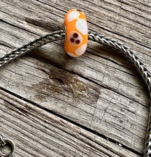 New Trollbeads Starter .925 Bracelet, Plain Lock Unique Bead Sherbet Petals